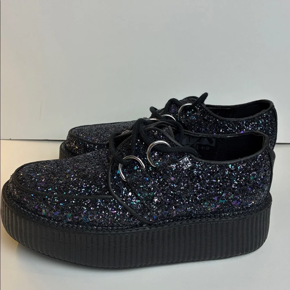 T.U.K BLACK JEWELS GLITTER VIVA MONDO CREEPERS US WMN 5 EU 36 NEW Dark Princess